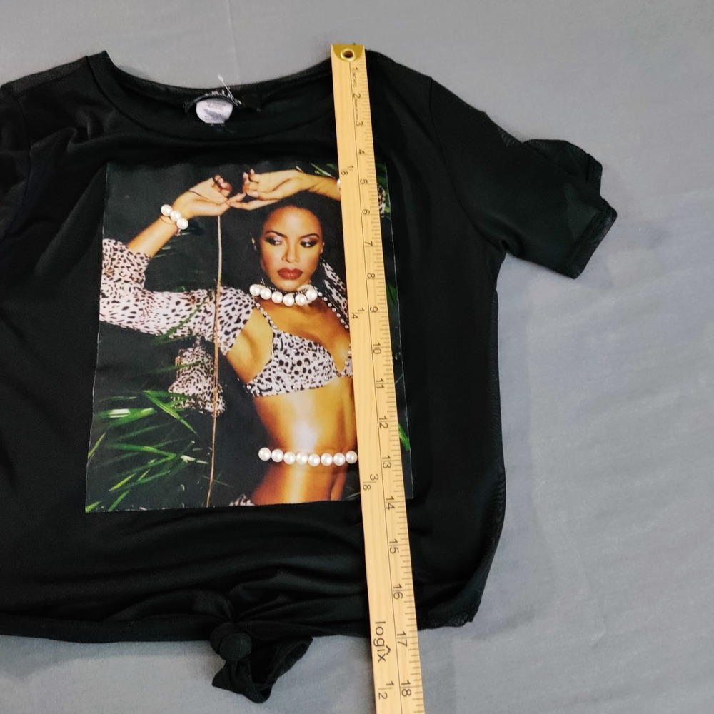 Aliyah Akira Sheer Beaded Pearls Pose Tie Crop Top S‎ Graphic Sexy Souvenir Sexy - Picture 10 of 11